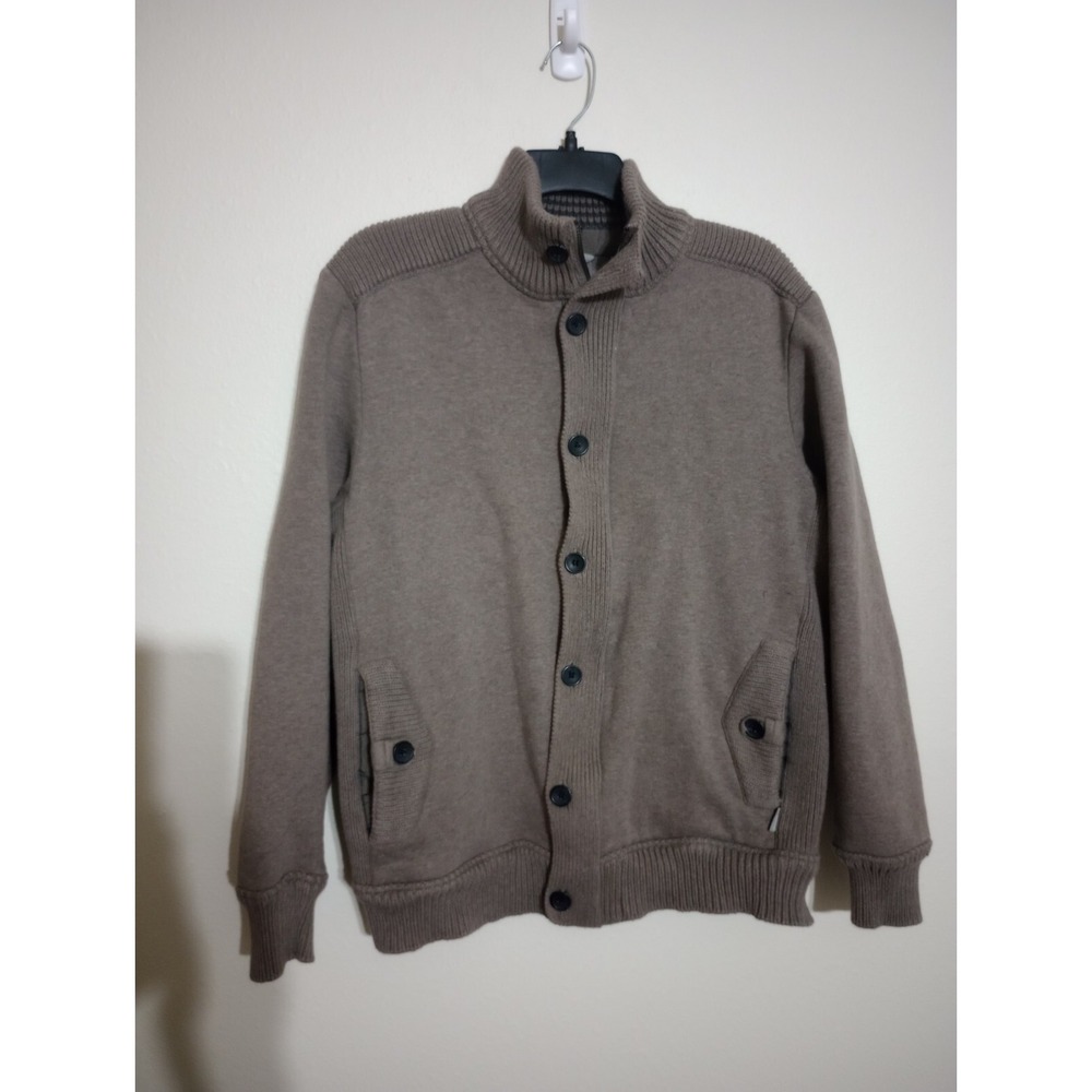 Ted Baker Sweater Jacket Knit Button Up Brown Cotton Blend Men's Size 5